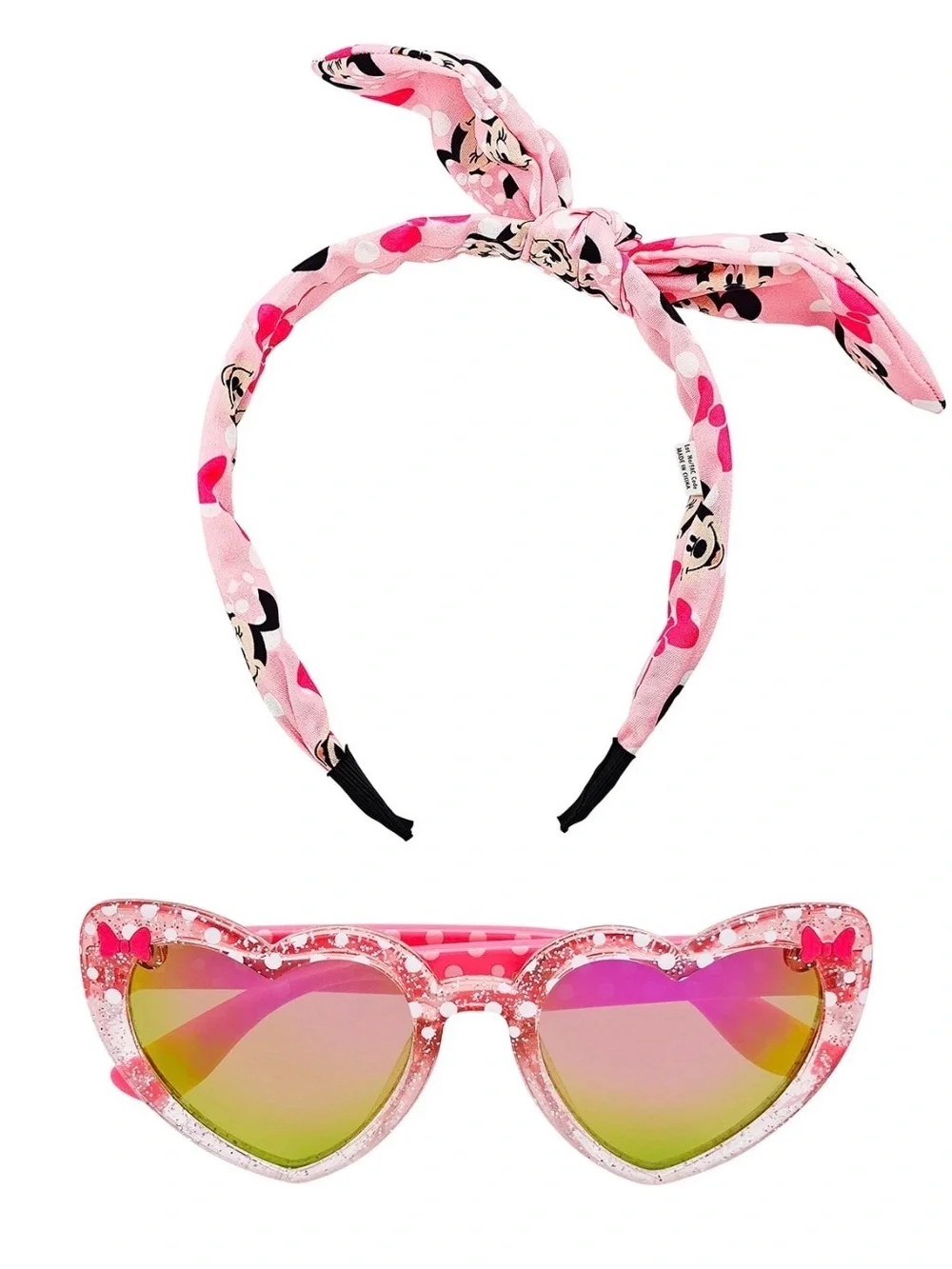 Disney Pink Minnie Mouse Heart Sunglasses with Bow Headband